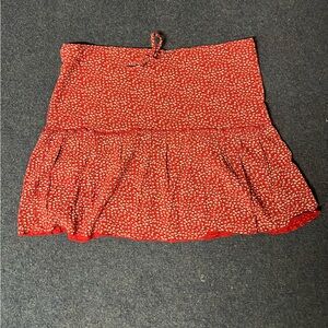 Brandy Melville Red Floral Mini Skirt